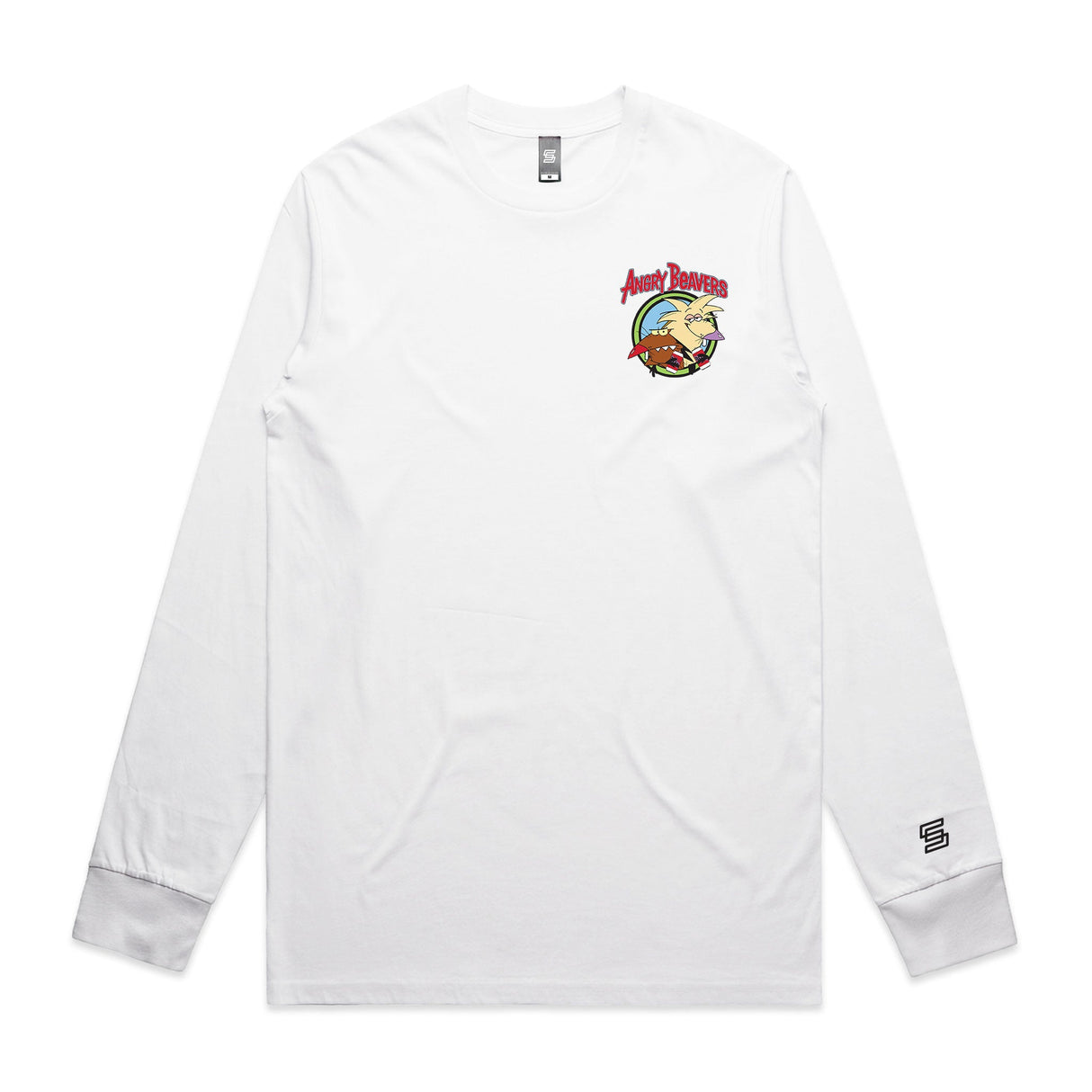 Angry Beavers  White Long Sleeve Tee