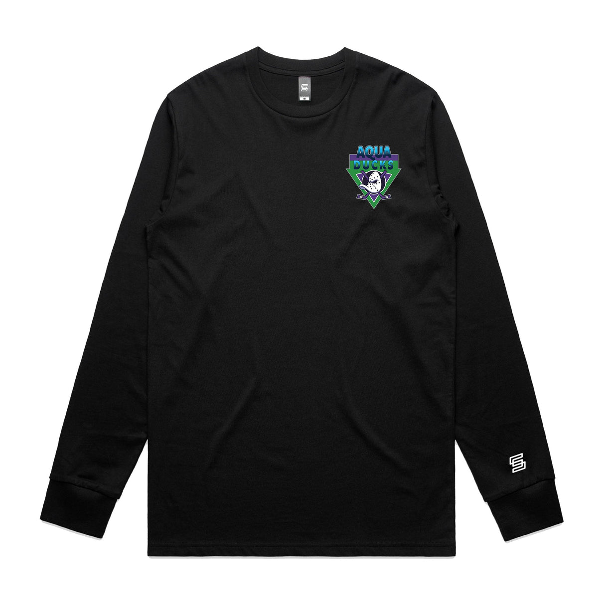 Aqua Ducks  Black Long Sleeve Tee