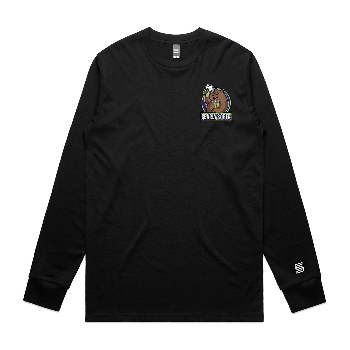 Bearly Sober  Black Long Sleeve Tee