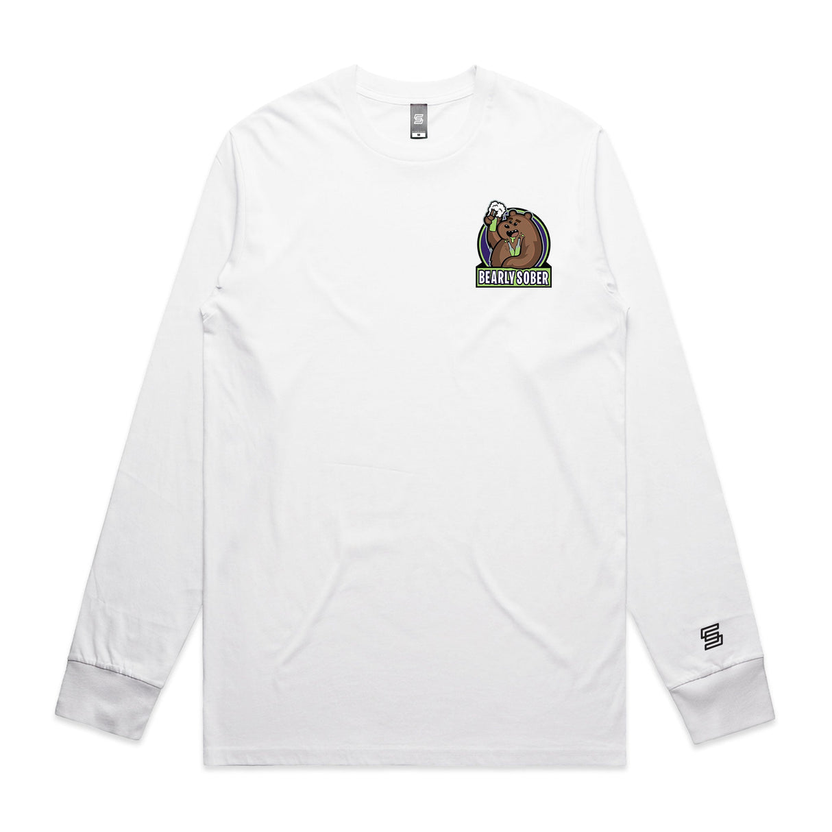 Bearly Sober  White Long Sleeve Tee