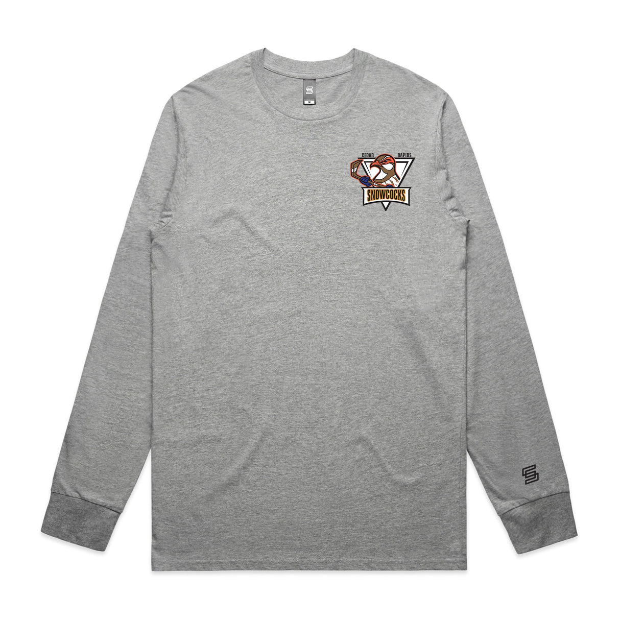 2-Cedar Rapids Snowcocks  Gray Long Sleeve Tee