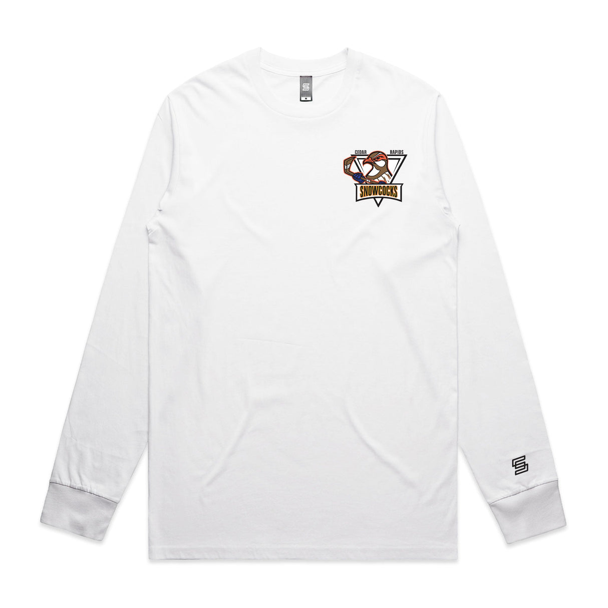 2-Cedar Rapids Snowcocks  White Long Sleeve Tee