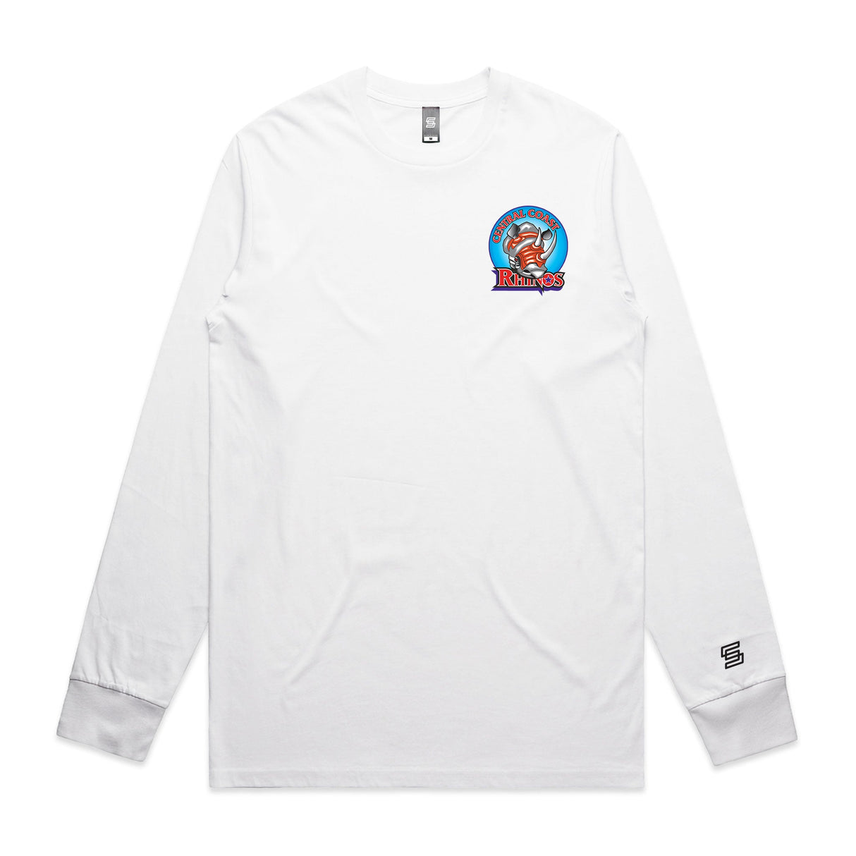 1-Central Coast Rhinos  White Long Sleeve Tee