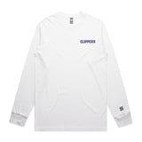 2-Clippers  White Long Sleeve Tee