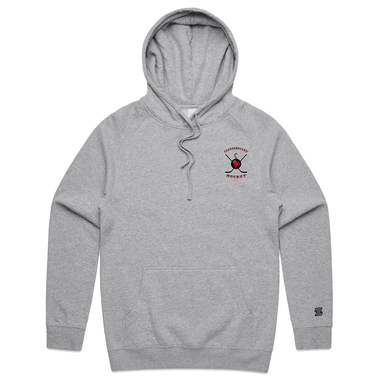 2-Clusterpucks Hockey  Gray Hoodie