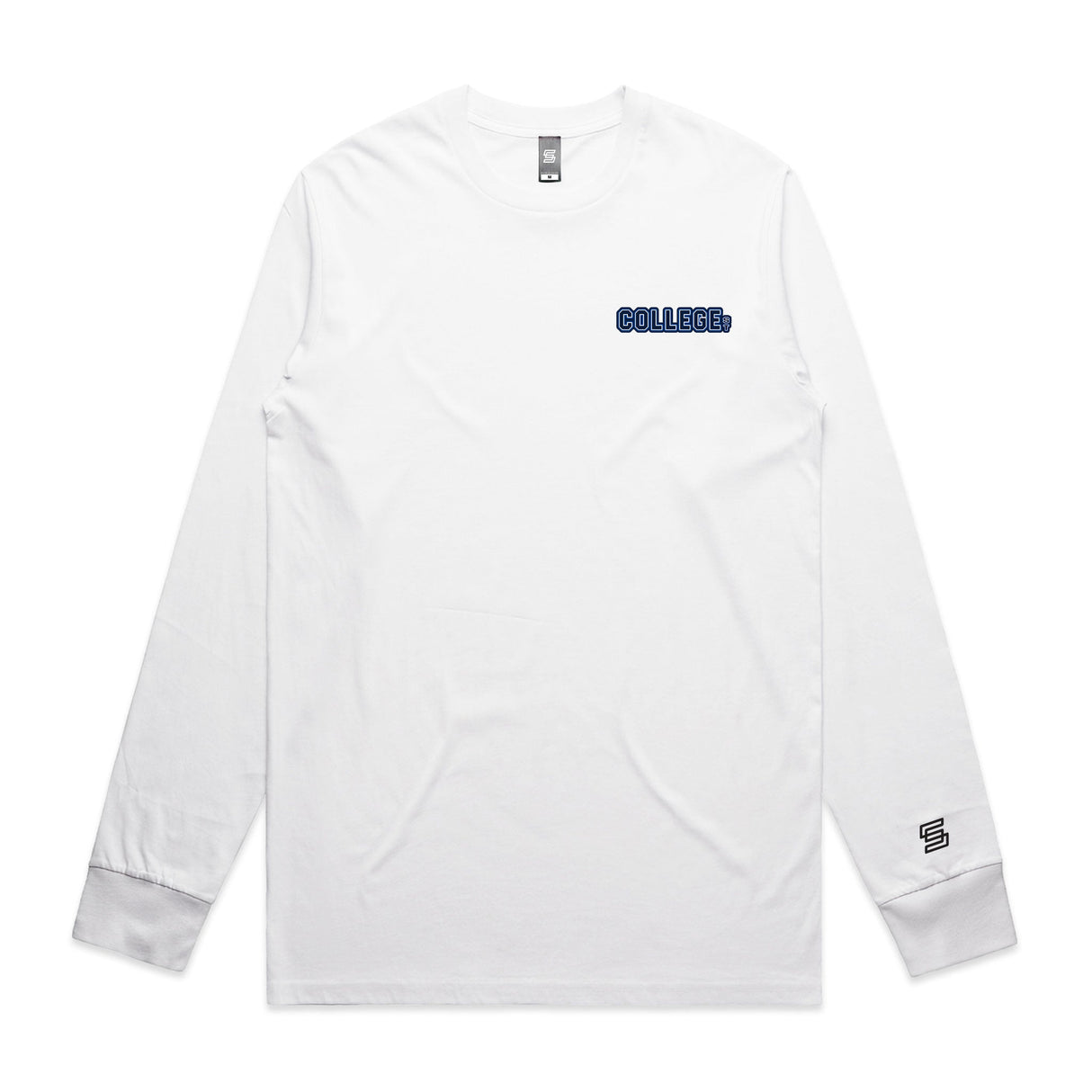 2-College Street  White Long Sleeve Tee