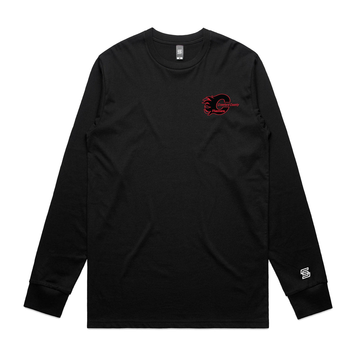 1-Crawford County Flames  Black Long Sleeve Tee