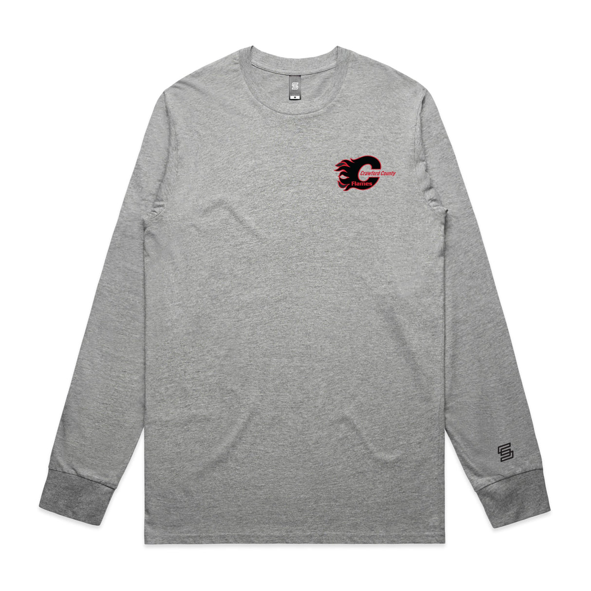 1-Crawford County Flames  Gray Long Sleeve Tee