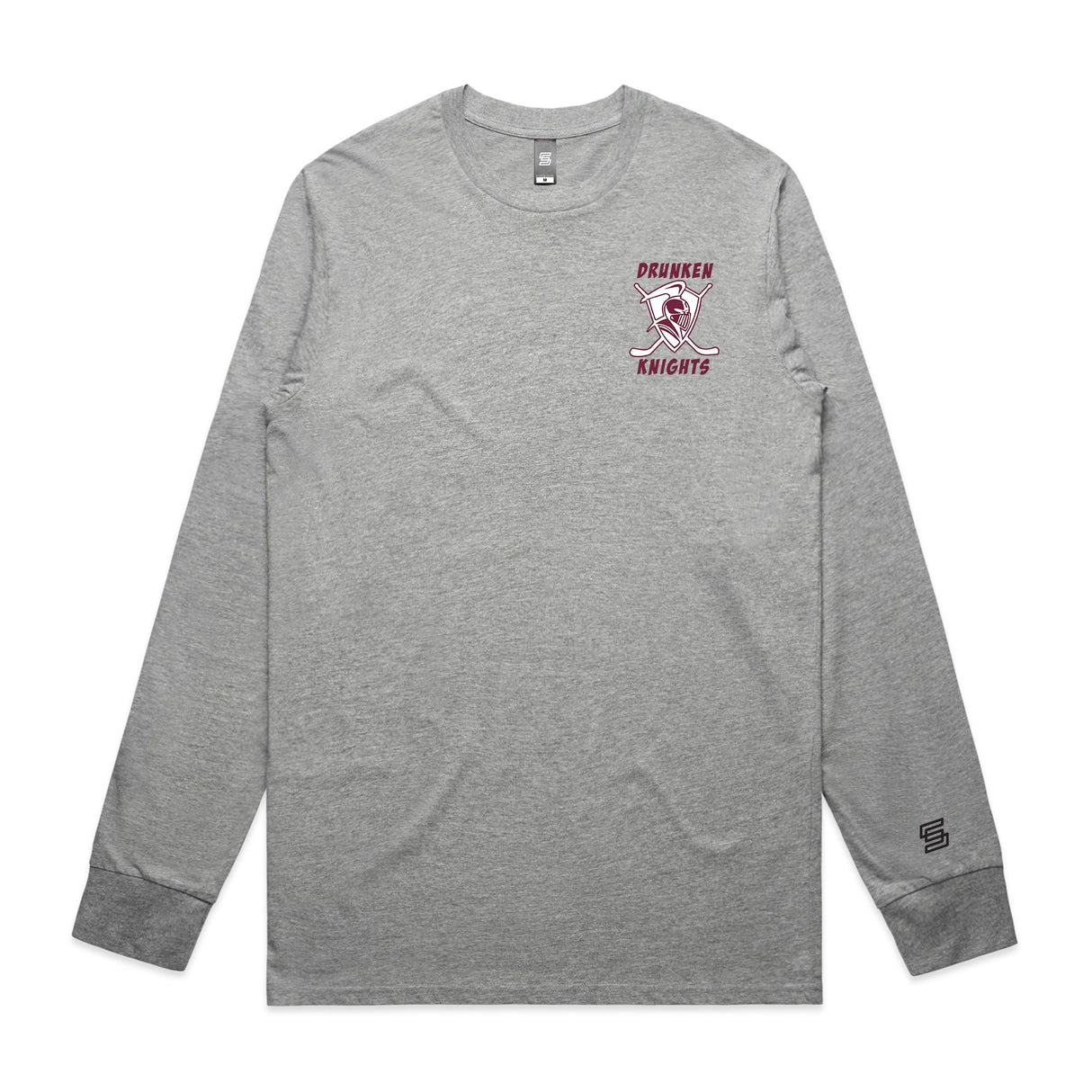 2-Drunken Knights  Gray Long Sleeve Tee